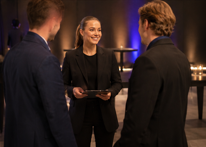 Hospitalitymedewerker bij ontvangst evenement